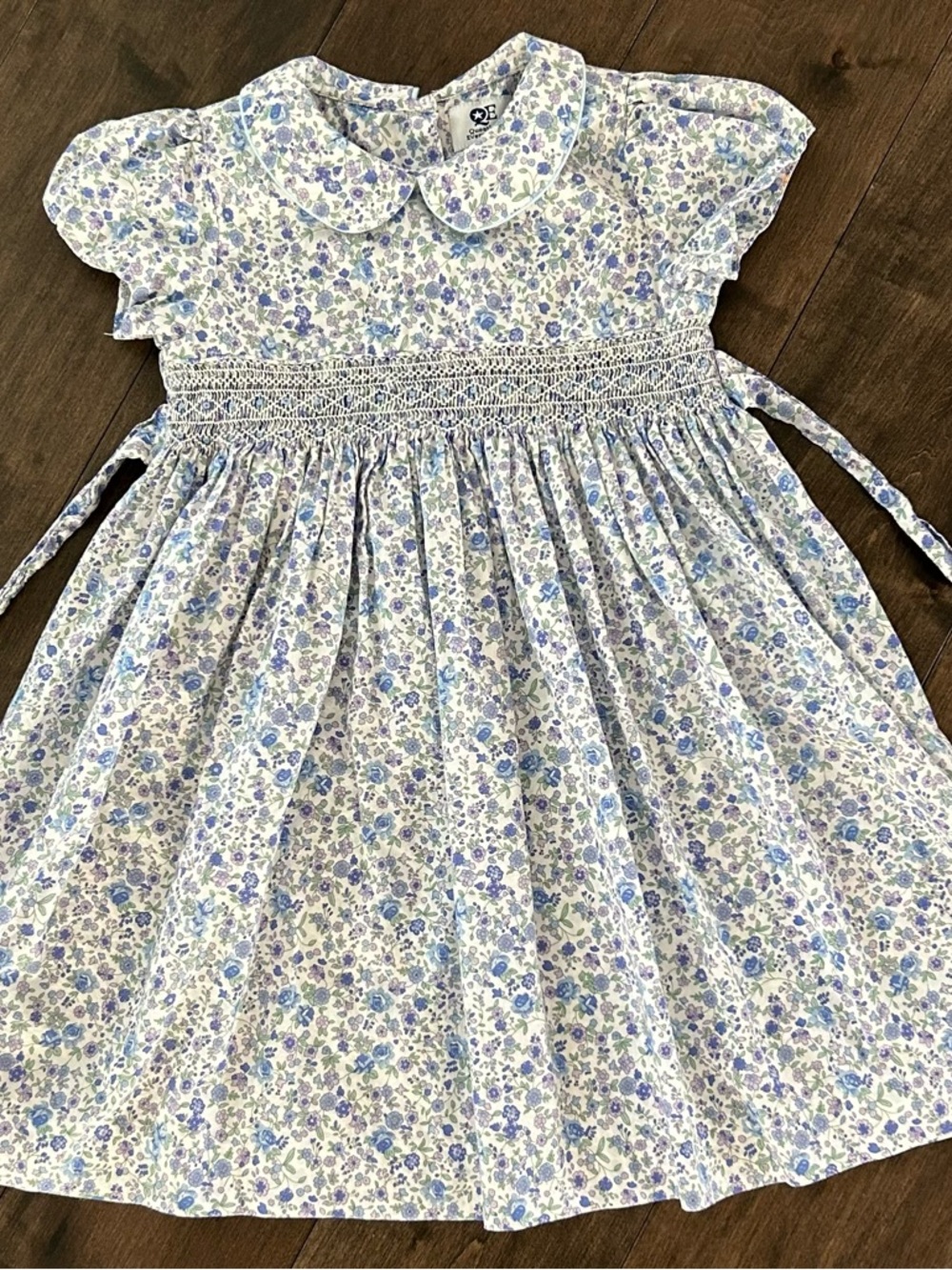 Question Everything Floral Cotton Smocked Dress- Purple & Blue Floral, Size 3-4